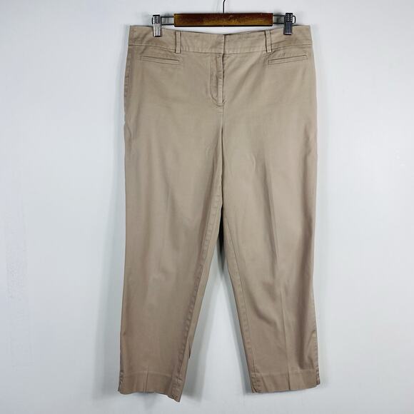 Talbots Size 10 Perfect Crop Pants Tan Khaki Cotton Blend Pockets - Picture 1 of 4